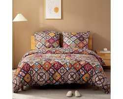 Beddengoedset 200 x 200 cm – Bohemen Stijl – Bont Renforcé Katoen – 3-delig met Ritssluiting – Superzacht – Öko-Tex Gecertificeerd