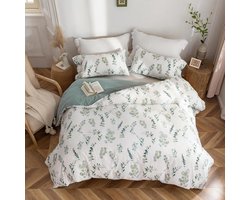 Beddengoedset 200 x 200 cm – Katoen – Groen Plantenpatroon – 3-delig – Met Ritssluiting – Oeko-Tex Gecertificeerd (Catharina)