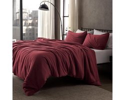 Beddengoedset 3-delig Rood 200 x 200 cm met Ritssluiting en 2 Kussenslopen