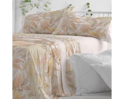 Beddengoedset in Kaneelkleur voor 150-160 cm Bedden - Botanische Print en Hoogwaardige Katoen