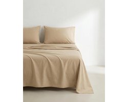 Beddengoedset Katoen - Laken Set - Comfortabel Slapen - 100% Geborsteld Katoen - 140x200 cm - Steenkleurig