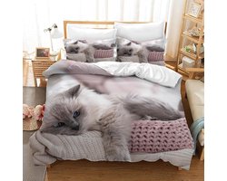 Beddengoedset Kattenmotief - Dierenprint Dekbed - Slaapkamer Decoratie - Ritssluiting - 220 x 240 cm - Meerdere Kleuren