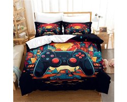 Beddengoedset met Gaming-Apparatuur, 3 Stuks, Hotelkwaliteit, Dekbedovertrek, Beddengoedset met Kussenslopen met Ritssluiting, Hypoallergeen, Zacht, Ademend, Microvezel, Tweepersoons (200 x 200 cm)