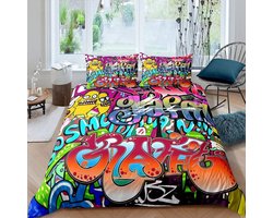 Beddengoedset met Graffiti Patroon voor Kinderen en Volwassenen - Hippe en Comfortabele Beddengoedset in Meerdere Maten
