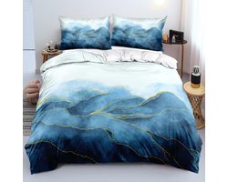 Beddengoedset met Marmerpatroon en Ritssluiting - 3D Ontwerp, Microvezel, Inclusief Kussenslopen