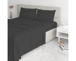 Beddengoedset met Satijnen Strepen in Elegante Zwarte Tint