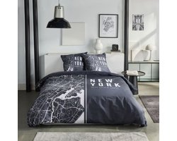 Beddengoedset - TODAY - JAVA - 2 personen - 240 x 220 cm - Katoen - New York print - Zwart
