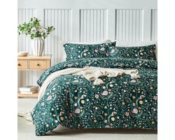 Beddengoedset Tweepersoonsbed 240x220 cm Groen Insecten Microvezel