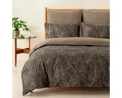 Beddengoedset Tweepersoonsbed 260x240 cm Katoen-look Microvezel met Natuurprint 3-Delig