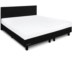 Beddenleeuw Boxspring Bed Nora - 90x200 - Incl. Hoofdbord + Matras - Zwart Stof