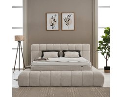 Beddenscout24 Boxspring met opbergruimte Raina Taupe - 160x200 cm Inclusief 30 cm matras en topper HR- Koudschuim
