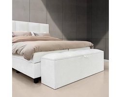 Beddenscout24 Boxspringbed - 140x200 cm - Wit - Isabella Inclusief cm matras en topper