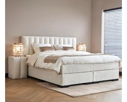 Beddenscout24 Boxspringbed - Amalia - 120x200cm - Wit Inclusief cm matras en topper