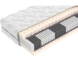 Beddenscout24 Vita Lux matras 70 x 220 - Clima natuurlatex matras - Pocketvering- 23cm dik - Ergonomisch - Antibacterieel - Wasbare hoes