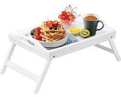 Beddienblad, inklapbare poten met handgrepen, ontbijtdienblad voor bank, eten, tekenen, borden, bamboe, dienblad, schoot, bureau, snackdienblad
