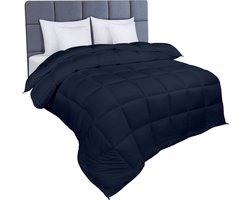 Bedding Duvet with Corner Tabs (200x200cm) - Microfiber Soft Duvet Double acid Winter (2050g) - Box Stitched Alternative Duvet (200x200cm, Navy)