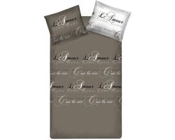 Beddinghouse C'est la Vie Dekbedovertrek - Lits-jumeaux - 240x200/220 cm - Taupe