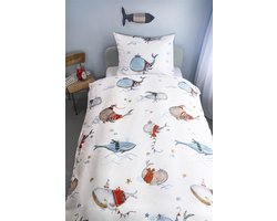 Beddinghouse Kids Whaletastic dekbedovertrek - Eenpersoons - 100x135 - Blauw