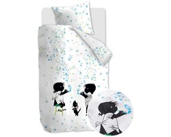 Beddinghouse x Fiep Amsterdam Bellenblazen dekbedovertrek - Eenpersoons - 140x200/220 - Blauw Groen