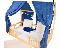 Beddoek Hut - Hemel Bed - Kinderkamer Decoratie - 100% Katoen Chiffon - 2 Stuks 130x320cm - Marineblauw