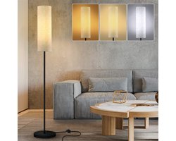 Bedee Linnen Kap Vloerlamp - 3 Kleurtemperaturen 3000K/4500K/6500K - 12W E27 Lamp - Voetschakelaar - Geschikt voor Bar, Slaapkamer, Woonkamer