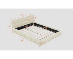 Bedframe 160x200 Tweepersoons – Casa Velluto CloudBubble Luxe – Beige Gestoffeerd Bed met Bubble Hoofdbord – Inclusief Lattenbodem – Linnen Bekleding – Modern 2 Persoons Bed 160x200 – Queen Size