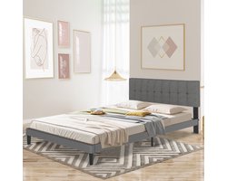 Bedframe – Bedombouw – Bedbodem – Ledikant – Boxspring – Lichtgrijs Linnen – 160x200 cm – Draagkracht 300 kg