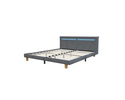 Bedframe – Bedombouw – Bedkast – Boxspringframe – Slaapkamerbed – 180x200 cm – Donkergrijs Gestoffeerd – Sterk Metalen Frame Met Opbergruimte