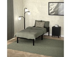 Bedframe eenpersoonsbed 90x200cm van metaal in zwart met lattenbodem ML design