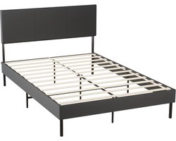 Bedframe met-hoofdeinde Lattenbodem 12 latten Home Collectie Bedframe 140*200CM zwart Leer