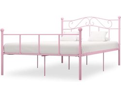 Bedframe Metaal - Bedombouw Met Lattenbodem - Slaapkamer Inrichten - Robuuste Constructie - 90x200 cm - Wit