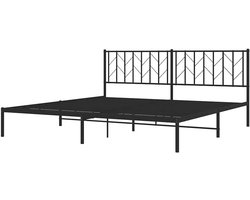 Bedframe Metaal - Tweepersoonsbed Bedombouw - Slaapkamer Inrichten - Robuuste Constructie - 193x203 cm - Zwart