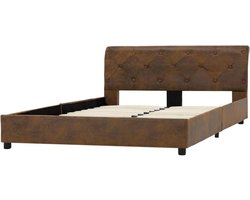 Bedframe - Slaapbank meubel - Slaapkamer compleet - Duurzaam kunstsuède - 120 x 200 cm - Bruin