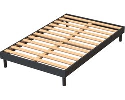 Bedframe Tibor 12 latten 160x200 - antraciet - Emob - Bedbodem op poten - Antraciet - Hout; Multiplex Tweepersoons Normaal bed