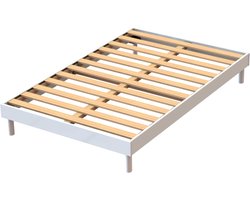 Bedframe Tibor 12 latten 160x200 - wit - Emob - Back to School - Wit - Hout; Multiplex - Back to School - Tweepersoons - Normaal bed - Op voorraad