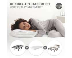 Bedframe tweepersoonsbed 140x200 cm van metaal in zwart met lattenbodem ML design