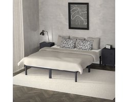 Bedframe tweepersoonsbed 160x200 cm van metaal in antraciet met lattenbodem ML design