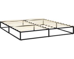 Bedframe – Tweepersoonsbed – Platformbed – Slaapbank – Boxspring – Industrieel Design – Stalen Frame - 200x180x25 cm - Zwart