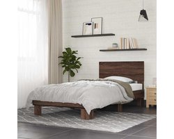 Bedframe zonder matras - Eenpersoons bed - Betere nachtrust - Stevige metalen poten - 90x190 cm - Bruin eiken
