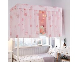 Bedgordijn Hoogslaper - Stapelbed Tent - Creëer Privacy - Machinewasbaar Ademend - 115 x 2 m - Aardbeienrood