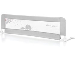 Bedhekje - Bedrand Kinderen 150 cm – Bedhek – Bedrek - Uitvalbeveiliging Bed - Valbescherming - Bedrail – Bedomrander - Baby – Peuter - Grijs
