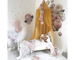 Bedhemel babybed, bedhemel voor kinderen, babyklamboe, insectenbescherming, kinderen, prinses, speeltent, slaapkamerdecoratie, geel