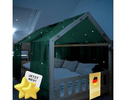Bedhemel Huisbed met Lichtgevende Sterren - Gordijn Kindertent Decoratie voor 90x200 & 120x200 Bedden