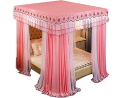 Bedhemel Klamboe - Tweepersoons Net - Slaapkamer Decoratie - Dubbellaags Kant - 150x200cm - Roze