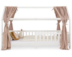 Bedhemel NENA in een set van 2 in taupe - bedhemel van 100% katoen, mousseline 2-laags, bedgordijn voor kinderen, beddecoratie voor in huis