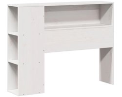 Bedhoofdbord – Hoofdeinde – Hoofdbord – Bedhoofdeinde – Opberghoofdbord – Massief Grenenhout – 90 cm Breed – Met Opbergruimte en Witte Afwerking