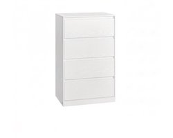 Bedkast Opbergkast Ladekast Nachtkastje Met 4 Lades Minimalistisch Modern Zonder Handgrepen Makkelijk Te Monteren En Schoon Te Maken Stevig Houten Frame Geschikt Voor Slaapkamer, Woonkamer En Kantoor 40 x 60 x 97.4cm Wit