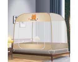 Bedklamboe- draagbaar intrekbaar klamboe met bodem- gratis installatie - Geschikt voor slaapkamer- kamperen- opvouwbaar draagbaar ontwerp- geschikt voor baby's en volwassenen (Orange Bear) Lengte 79 x Breedte 71 x Hoogte 61