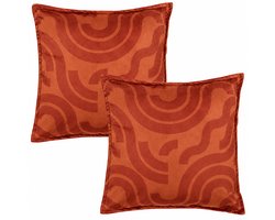 Bedkussen - Decoratief Kussen - Sierkussen Set van 2 - Fluweelzachte Polyester - Afneembare Hoes - Rits - Wasbaar - Binnengebruik - Voor Bed, Bank en Fauteuil - Woonkamerdecoratie - 45 x 45 cm - Terracotta