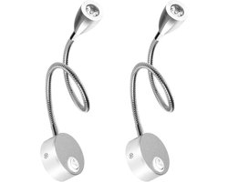 Bedlampjes Hoofdbord - Dubbele Leeslampjes - Bedlamp Slaapkamer Volwassenen - Zilver